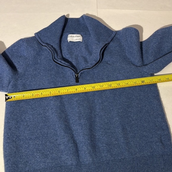 Calvin Klein quarter zip 100% wool sweater boys large blue shirt hoodie - Picture 5 of 6